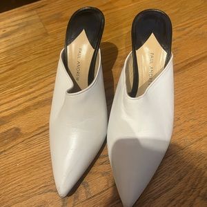 Paul Andrew Heels Women’s 6.5 Leather White Made in Italy